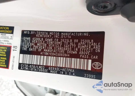 2014 Toyota Avalon Limited from USA, damaged, VIN 4T1BK1EB4EU093944